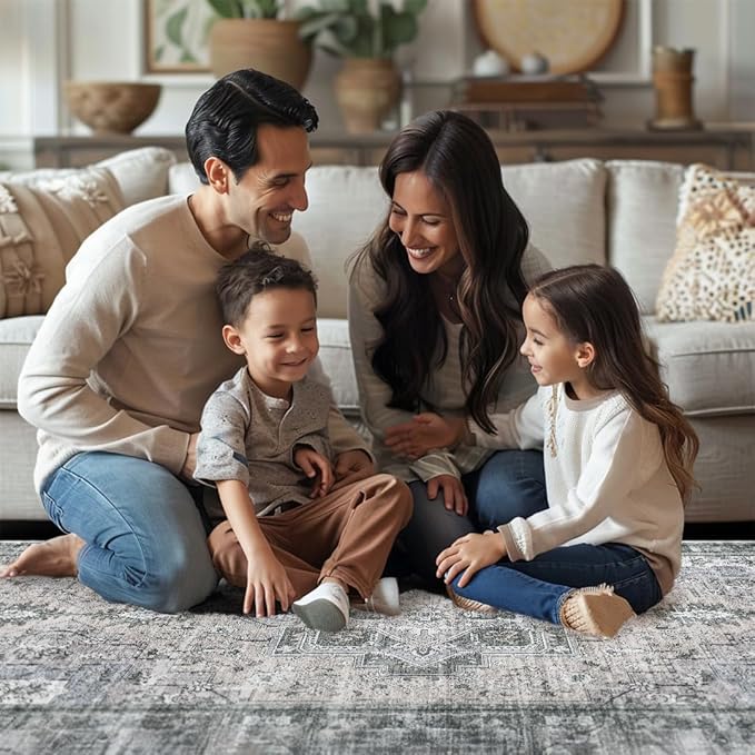 Muddy Mat짰 Blue Bell 2x7 Washable Area Rugs for Living Room, Bedroom & Dining Room ??Modern Soft Low Pile Non Slip Carpet ??Pet Friendly Waterproof Foldable Rugs for Home
