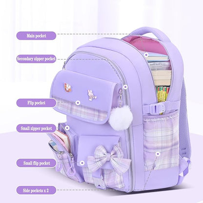 Girls Backpack,Kids School Backpack With Lunch Box Pencil Case Set,Cute Childrens Schoolbag For Girls