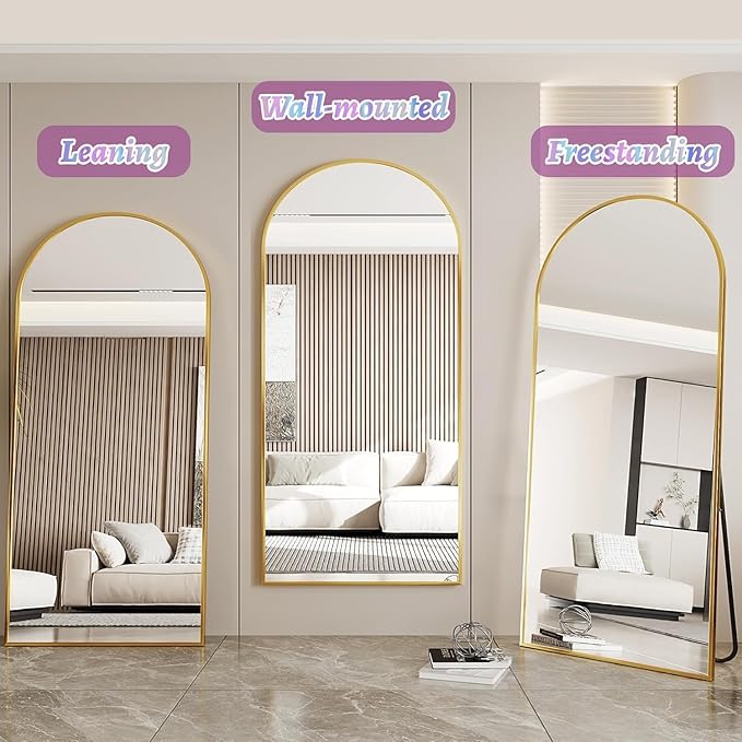 Floor Mirror, 76"×34" Full Length Mirror with Stand for Bedroom Living Room, Gold