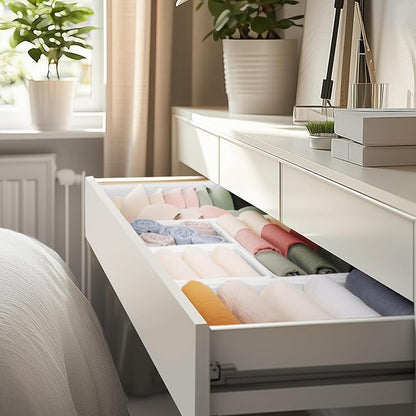 Criusia Drawer Organizer Clothes, 10 Pack Dresser Organizer for Baby Clothes, Underwear, Sock- Foldable Closet Organization and Storage Dividers Bins for Nursery, Bedroom (White)