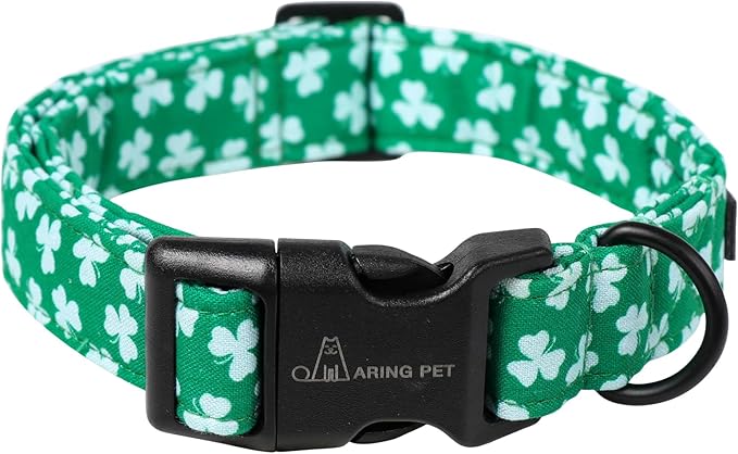 ARING PET St Patrick's Day Dog Collar, Cute Green Clovers Pet Collars with Quick Release Buckle for Puppy Small Medium Large Boy Girl Dogs-XS