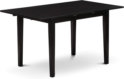 East West Furniture NOCE3-BLK-21 3 Piece Dining Table Set Contains a Rectangle Dining Room Table with Butterfly Leaf and 2 Mineral Blue Linen Fabric Parsons Chairs, 32x54 Inch, Black