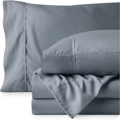 Bare Home Twin XL Sheet Set - 1800 Ultra-Soft Microfiber - Double Brushed - Deep Pockets - Easy Fit - 3 Piece Set - Bed Sheets (Twin XL, Steel Blue)
