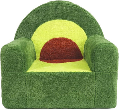 Toddler Chair, Comfy Foam Kids Couch with Soft Velvet Cover, Toddler Couch with Cute Avocado Design for Gaming and Studying, Kids Sofa for Boys and Girls