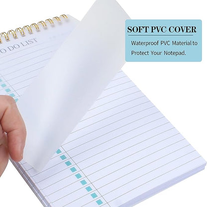 KAICN To Do List Notepad, Undated Daily Planner Notepad With To Do List Notebook Checklist Planner Spiral Waterproof Notepad for Office Supplies, School Planner, Green, 52 Sheets, 5.5"*8.3" A5 Size