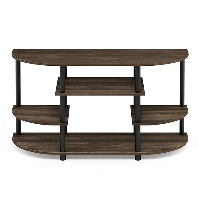 Furinno JAYA Simple Design Corner TV Stand, Columbia Walnut/Black