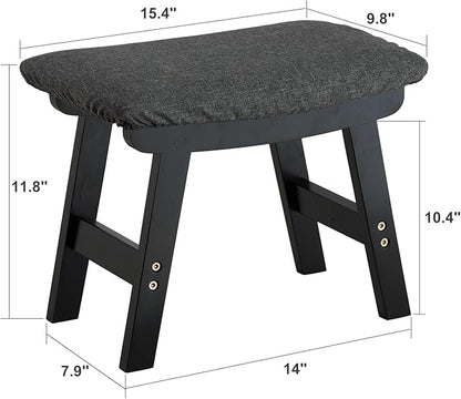 Foot Stool Ottoman Foot Rest Under Desk,Small Stool for Living Room, Bedroom and Kitchen (Black Legs - Gray Stool Surface)