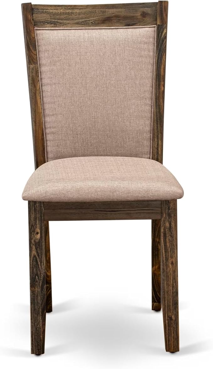 East West Furniture V797MZ716-9 9 Piece Dining Room Table Set Includes a Rectangle Kitchen Table with V-Legs and 8 Dark Khaki Linen Fabric Parson Dining Chairs, 40x72 Inch, Multi-Color