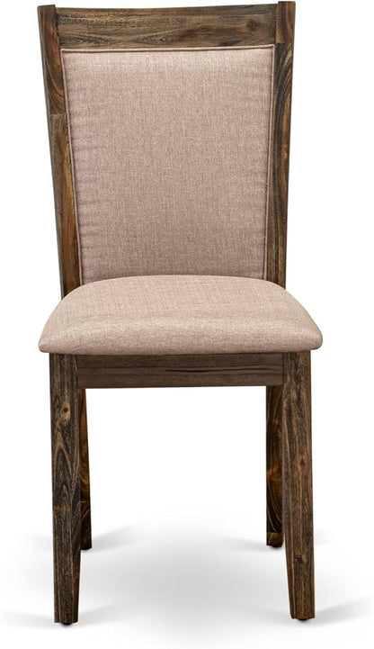 East West Furniture V797MZ716-9 9 Piece Dining Room Table Set Includes a Rectangle Kitchen Table with V-Legs and 8 Dark Khaki Linen Fabric Parson Dining Chairs, 40x72 Inch, Multi-Color