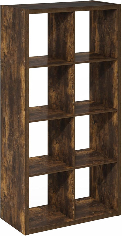 Furinno Cubicle Open Back Decorative Cube Storage Organizer, 8-Cube, Amber Pine