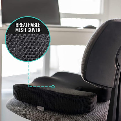 DMI Memory Foam Seat Support Cushion | Coccyx, Sciatica, & Tailbone Pain Relief | Multi-Use Ergonomic Seat Cushion for Office Chair for Driving & Home | Breathable