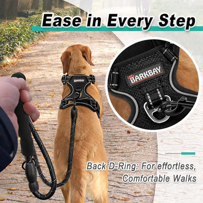 BARKBAY Dog Harness No Pull Mesh for Large Dogs - Adjustable, Reflective, Comfortable, No Choke, Heavy-Duty - Perfect for Outdoor Training, Walking, and Hiking - Strong & Durablee - XL & Black Mesh