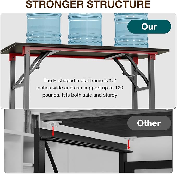 TEMI Small Computer Desk Folding Table - 43.3" Foldable Office Desk, No Assembly, Perfect for Small Spaces in Bedroom, or Apartment, Portable Mini Desk or Study Table Compact Design, Charcoal Wenge
