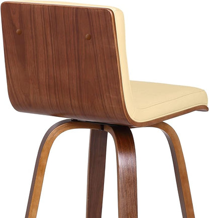 Armen Living Vienna Bar Height Bar Stool Kitchen and Dining, 30" Cream/Walnut, More color/size option
