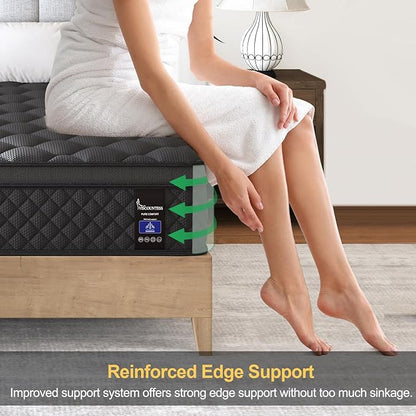 Twin Hybrid Mattress, 12 Inch Medium Mattress Euro Top for Back & Lumbar Support, Individual Pocket Spring Bed for Motion Isolation & Pressure Relief