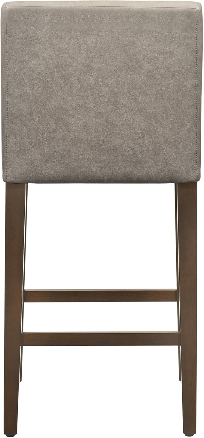CHITA Counter Height Bar Stools Set of 3, 27" H Seat Height Upholstered Barstools, PU Leather in Stone Grey