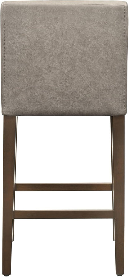 CHITA Counter Height Bar Stools Set of 3, 27" H Seat Height Upholstered Barstools, PU Leather in Stone Grey