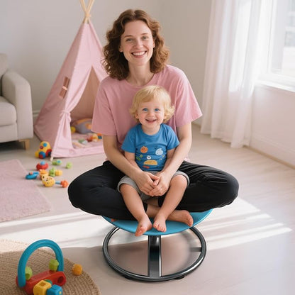 Spinning Chair for Autistic Kids - Sensory Spinning Chair for Autistic Children with Safety Handle & Non-Slip Design, Sensory Swivel Chairs for Kids 3-8 Years(Blue)