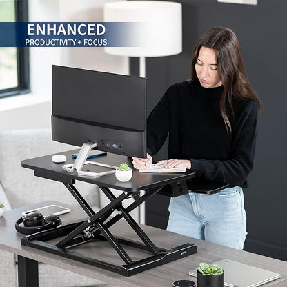 VIVO 26 inch Desk Converter, K Series, Height Adjustable Sit to Stand Riser, Dual Monitor and Laptop Workstation with Keyboard Tray, Black, DESK-V026KB