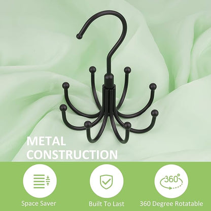 Tank Top Hanger, Rotatable Bra Hanger for Closet, Max 24 Capacity Metal Tank Top Holder Storage Space Saving Sport Bra Organizer, Black
