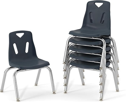 Berries Jonti-Craft 8144JC6112 Stacking Chairs with Chrome-Plated Legs, 14" Height, Navy, Pack of 6