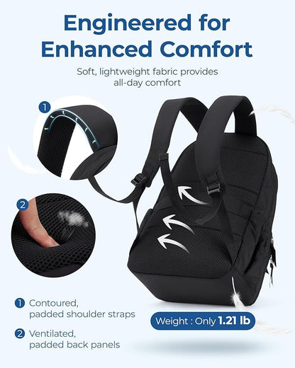 BAGSMART Travel Laptop Backpack, College Backpack for Women, Quilted Small Computer Bookbag, Water-Resistant 15.6 Inch Laptop Casual Bag, Dark Pink