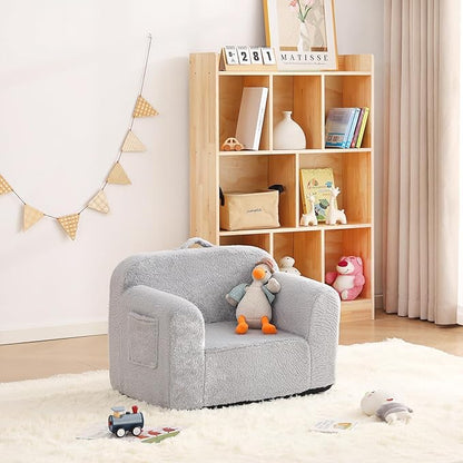 Toddler Chair Plush Kids Couch, Comfy Kids Sofa Toddler Lounger Chair for Bedroom, Convertible Toddler Couch for Girls and Boys, Reading Chair for Kids