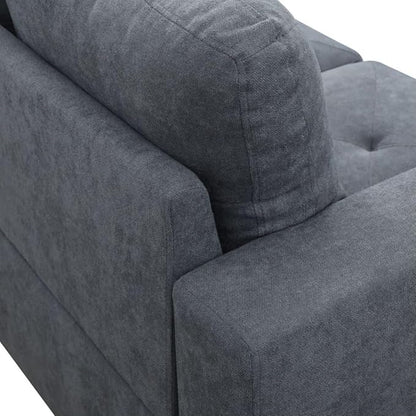 Dark Grey L-Shaped 3-Piece Flannelette Sofa with Storage Ottoman Set, Sectional Couch Sofa Set for Living Room, Office, Small Space