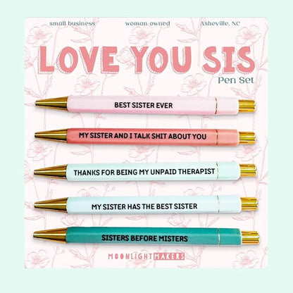 Moonlight Makers Funny Office Supplies Gift Set - Love You Sis Pen Set, To Do Or Not To Do Notepad, Favorite Sister Zipper Pouch - Cute Stationery Sets for Women, Funny Gifts for Friends and Coworkers