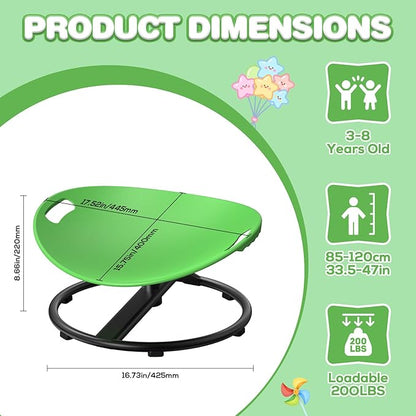 Spinning Chair for Autistic Kids - Safety Handle Sensory Chair for Autistic Children with Non-Slip Design, 3-12 Years Kids Swivel Chairs (Green)