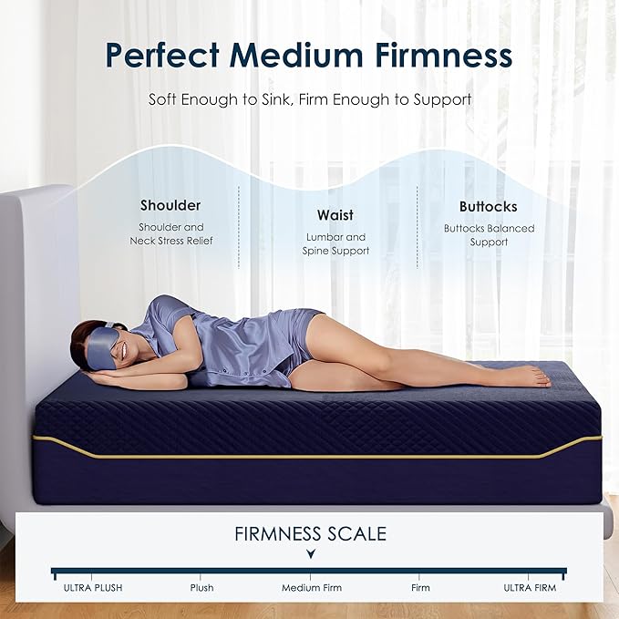 SDHYL King Mattress, 12 Inch Gel Infused Memory Foam Mattress for Good Sleep, Bed in a Box Mid Firm CertiPUR-US Certified & Fiberglass Free, Washable Cover, 80"*76"