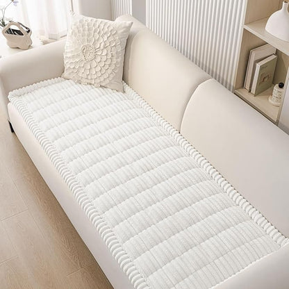 Smiry Couch Cover for Dogs Washable, Non Slip Fuzzy Pet Couch Covers for 3 Cushion Sofa Pet Friendly, Thick Soft Sofa Slipcovers Cushion Protector (White, 27.6" x 82.7")