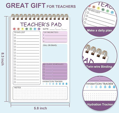 Teacher Notepad - Teacher To Do List Notepad, Spiral Checklist Notebook Organizer for Teachers Notes Task Appointment, Teacher Appreciation Gifts, 5.8'' x 8.3'', Purple