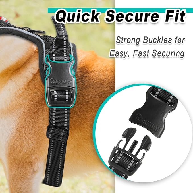 BARKBAY Dog Harness No Pull for Small Dogs - Adjustable, Reflective, Comfortable, No Choke, Heavy-Duty - Perfect for Outdoor Training, Walking, and Hiking - Strong & Durable - XS & Black