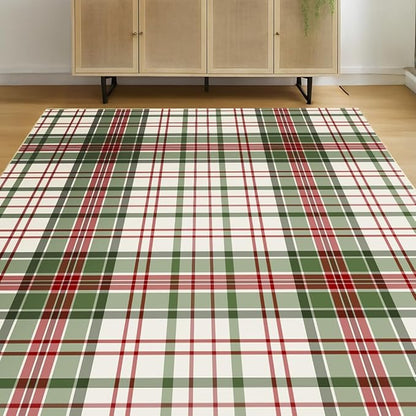 Muddy Mat짰 Plaid 5x7 Washable Area Rugs for Living Room, Bedroom & Dining Room ??Modern Soft Low Pile Non Slip Carpet ??Pet Friendly Waterproof Foldable Rugs for Home