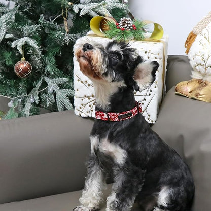 ARING PET Christmas Dog Collar, Cute Red Reindeer Cotton Lightweight Xmas Pet Collars for Puppy Small Medium Large Dogs-S
