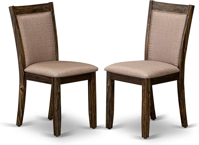 East West Furniture V797MZ716-5 5 Piece Dining Set Includes a Rectangle Dining Room Table with V-Legs and 4 Dark Khaki Linen Fabric Upholstered Parson Chairs, 40x72 Inch, Multi-Color