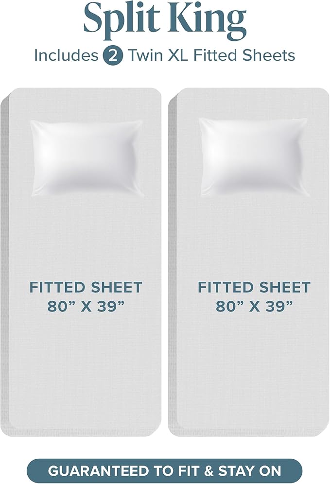 Bare Home Split King Sheet Set - 1800 Ultra-Soft Microfiber Bed Sheets - Double Brushed - Deep Pockets - Easy Fit - 5 Piece Set - Bed Sheets & Pillowcases (Split King, Dusty Rose)