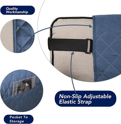PureFit Reversible Sofa Couch Cover Water Resistant Couch Covers for 3 Cushion, Washable Furniture Cover with Non-Slip Foam and Adjustable Strap for Dogs, Pets (Oversized Sofa, Dark Blue/Light Blue)
