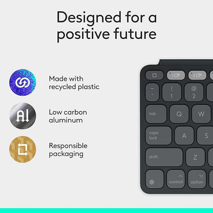 Logitech Keys-to-GO 2 Portable Wireless Keyboard with Built-in Cover, Slim and Compact Bluetooth Keyboard for iPad, iPhone, Mac, and Apple TV, Easily Switch with Devices - Graphite
