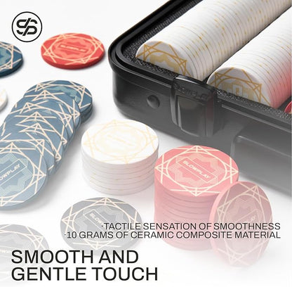 SLOWPLAY Nash Ceramic Poker Chips Set for Texas Hold'em, 500 PCS [with Numbered Values],43mm Poker Chips, 12g Each | Features a High-end Chip case with Extra Durable German Polycarbonate Shell