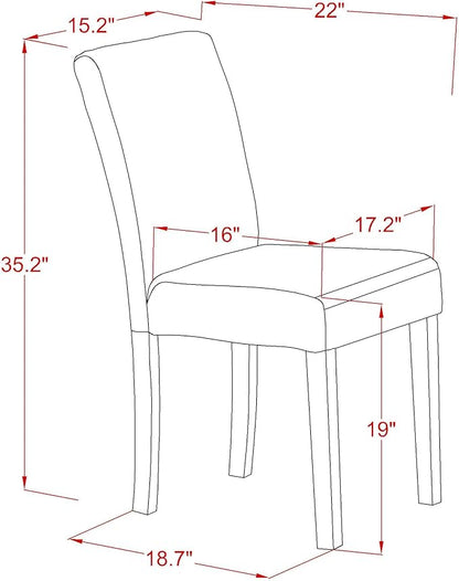 East West Furniture DMAB3-LWH-02 3 Piece Dining Table Set Contains a Round Dining Room Table with Dropleaf and 2 Light Beige Linen Fabric Upholstered Chairs, 42x42 Inch, Linen White