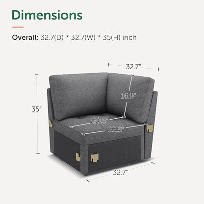 HONBAY Modular Sectional Sleeper Sofa with Pull Out Bed, Corner Seat for Sectional Couch, Grey