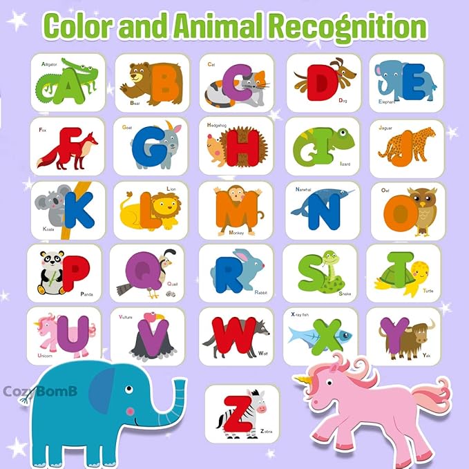 CozyBomB™ Toddler Alphabet Flash Cards - Preschool Activities Learning Montessori Toys ABC Wooden Letters Jigsaw Numbers Alphabets Puzzles Flashcards for Age 2 3 4 Years Old Educational for Kids Baby