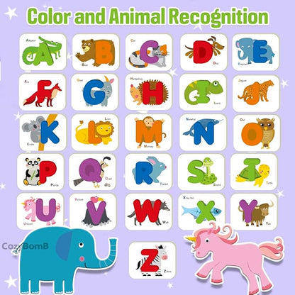 CozyBomB™ Toddler Alphabet Flash Cards - Preschool Activities Learning Montessori Toys ABC Wooden Letters Jigsaw Numbers Alphabets Puzzles Flashcards for Age 2 3 4 Years Old Educational for Kids Baby
