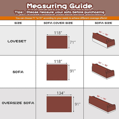 MYSKY HOME Sofa Covers, Washable Couch Cover for Dogs Sofa Cover Furniture Protector Sofa Slipcovers for Dogs Furniture Protector Cover, Thick Durable Non Slip, 91" x 118", Chocolate