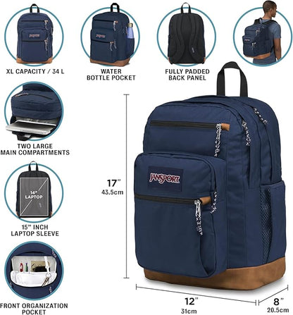 JanSport Cool Backpack, with 15-inch Laptop Sleeve - Large Computer Bag Rucksack with 2 Compartments, Ergonomic Straps, Grey Letterman