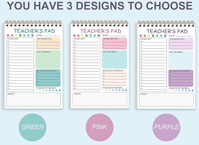 Teacher Notepad - Teacher To Do List Notepad, Spiral Checklist Notebook Organizer for Teachers Notes Task Appointment, Teacher Appreciation Gifts, 5.8'' x 8.3'', Purple