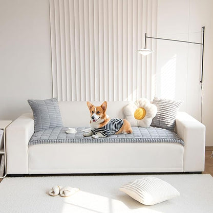 OTOB Couch Cover for Dogs Washable, Non Slip Funny Pet Couch Covers Sofa Slipcovers Cushion Mat, Plush Soft Cozy Pet Friendly Furniture Protector, All Seasons (Gray, 23.6" x 47.2")