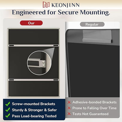 Keonjinn 36 x 36 Inch Brushed Nickel Bathroom Mirrors for Over Sink, Beveled Rectangle Framed Mirror for Wall, Farmhouse Bathroom Vanity Mirror, Square Corner, Tempered Glass